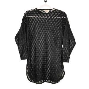 Vintage Sand Dollar Womens Size S Black Sheer 3/4 Sleeve Top Coverup